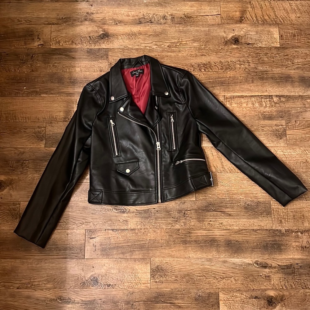 NWOT Love Tree Black Faux Lether Jacket